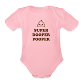 Super Dooper Pooper Organic Short Sleeve Baby Bodysuit - light pink