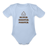 Super Dooper Pooper Organic Short Sleeve Baby Bodysuit - sky