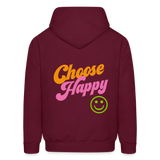 Choose Happy Men's Hoodie - burgundy