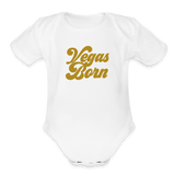 Vegas Born Organic Short Sleeve Baby Bodysuit - white