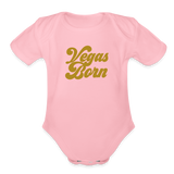 Vegas Born Organic Short Sleeve Baby Bodysuit - light pink