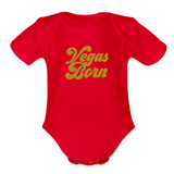 Vegas Born Organic Short Sleeve Baby Bodysuit - red