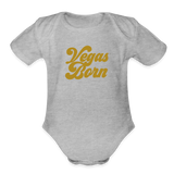 Vegas Born Organic Short Sleeve Baby Bodysuit - heather grey