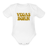 Vegas Born Organic Short Sleeve Baby Bodysuit - white