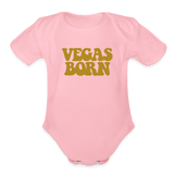 Vegas Born Organic Short Sleeve Baby Bodysuit - light pink