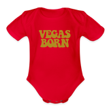 Vegas Born Organic Short Sleeve Baby Bodysuit - red