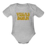 Vegas Born Organic Short Sleeve Baby Bodysuit - heather grey