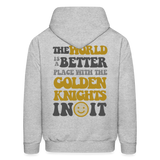 The World is a Better Place with the Golden Knights in it Kids' Hoodie - heather gray