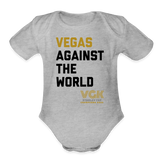 Vegas Against The World VGK Stanley Cup Champs 2023 Organic Short Sleeve Baby Bodysuit - heather grey