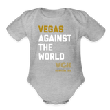 Vegas Against The World VGK Stanley Cup Champs 2023 Organic Short Sleeve Baby Bodysuit - heather grey