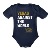 Vegas Against The World VGK Stanley Cup Champs 2023 Organic Short Sleeve Baby Bodysuit - dark navy