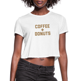 Coffee + Donuts Women's Cropped T-Shirt - white