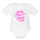 Stealing Hearts & Blasting Farts Organic Short Sleeve Baby Bodysuit - white