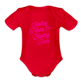 Stealing Hearts & Blasting Farts Organic Short Sleeve Baby Bodysuit - red