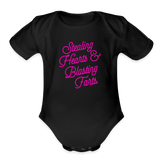 Stealing Hearts & Blasting Farts Organic Short Sleeve Baby Bodysuit - black