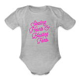 Stealing Hearts & Blasting Farts Organic Short Sleeve Baby Bodysuit - heather grey