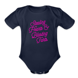 Stealing Hearts & Blasting Farts Organic Short Sleeve Baby Bodysuit - dark navy