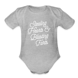 Stealing Hearts & Blasting Farts Organic Short Sleeve Baby Bodysuit - heather grey