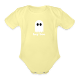 Hey Boo Organic Short Sleeve Baby Bodysuit - washed yellow