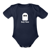 Hey Boo Organic Short Sleeve Baby Bodysuit - dark navy