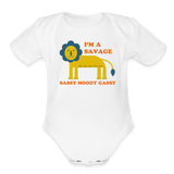 I'm a Savage Sassy Moody Gassy Organic Short Sleeve Baby Bodysuit - white