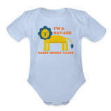 I'm a Savage Sassy Moody Gassy Organic Short Sleeve Baby Bodysuit - sky