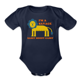 I'm a Savage Sassy Moody Gassy Organic Short Sleeve Baby Bodysuit - dark navy