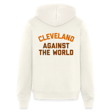 Cleveland Against the World Bella + Canvas Unisex Full Zip Hoodie Velvet Print - vintage white