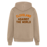 Cleveland Against the World Bella + Canvas Unisex Full Zip Hoodie Velvet Print - tan