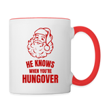 He Sees You When You're Drinking Santa Contrast Coffee Mug - white/red