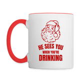 He Sees You When You're Drinking Santa Contrast Coffee Mug