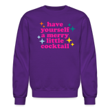 Have Yourself a Merry Little Cocktail Crewneck Sweatshirt - purple