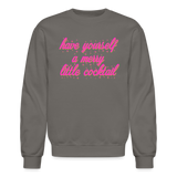 Have Yourself a Merry Little Cocktail Crewneck Sweatshirt - asphalt gray