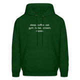 Sleep. Coffee. Eat. Gym. Nurse. Scream. Repeat. Men's Hoodie - forest green