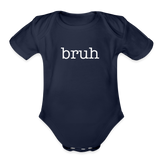 Bruh Organic Short Sleeve Baby Bodysuit - dark navy