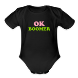 OK Boomer Organic Short Sleeve Baby Bodysuit - black