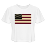 USA Flag Women's Cropped T-Shirt - white