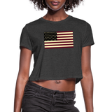 USA Flag Women's Cropped T-Shirt - deep heather